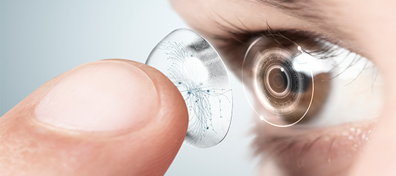 Eye with smart contact lens website background