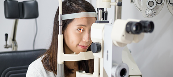 Woman undergo the eye test